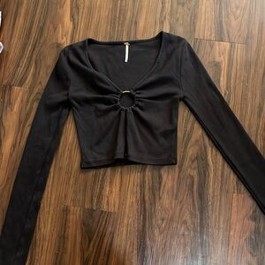 Free People Women’s Black Crop Top Ring Cutout